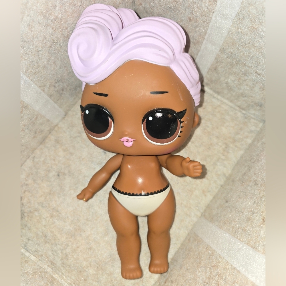 Cute Doll with Pastel Pink Hair and Tan Skin